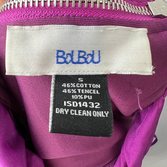 BOUBOU Purple Cotton Blend One Shoulder Embellished Ruched Mini Cocktail Dress S - Picture 6 of 7